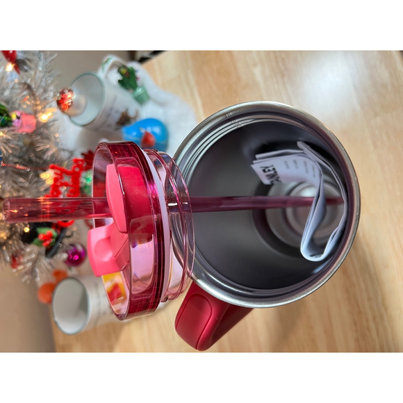 Stanley + Starbucks Holiday Winter 2024 Berry Pink Glitter & Gold Tumbler, 40 oz - Picture 3 of 7